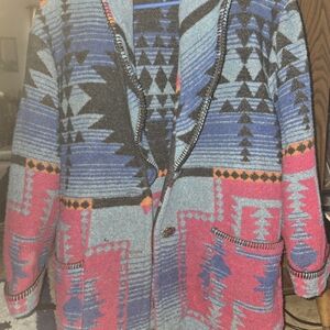 Vintage 80s/90s Southwestern Circle T Multicolor Patterned Blazer Style Coat